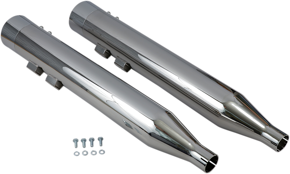 BASSANI XHAUST DNT Straight Can SLIP-ON Mufflers for 1995-2016 TOURING - Chrome