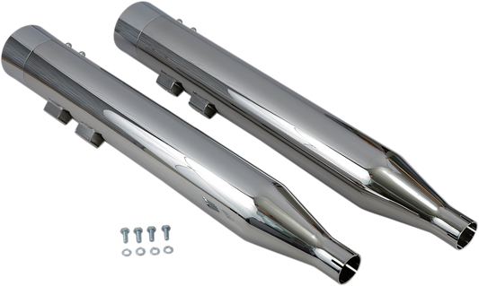 BASSANI XHAUST DNT Straight Can SLIP-ON Mufflers for 1995-2016 TOURING - Chrome