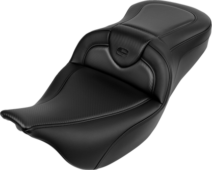 SADDLEMEN Roadsofa Seat - without Backrest - Carbon Fiber - Black Stitch - 'FL '08-'24