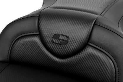 SADDLEMEN Roadsofa Seat - without Backrest - Carbon Fiber - Black Stitch - 'FL '08-'24
