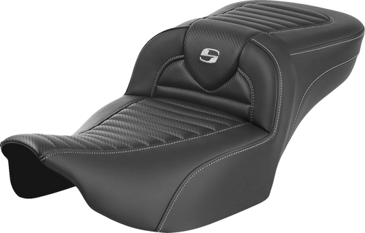 SADDLEMEN Roadsofa™ Extended Reach Seat - without Backrest - Tuck-n-Roll - Carbon Fiber - Touring '23.5-'25