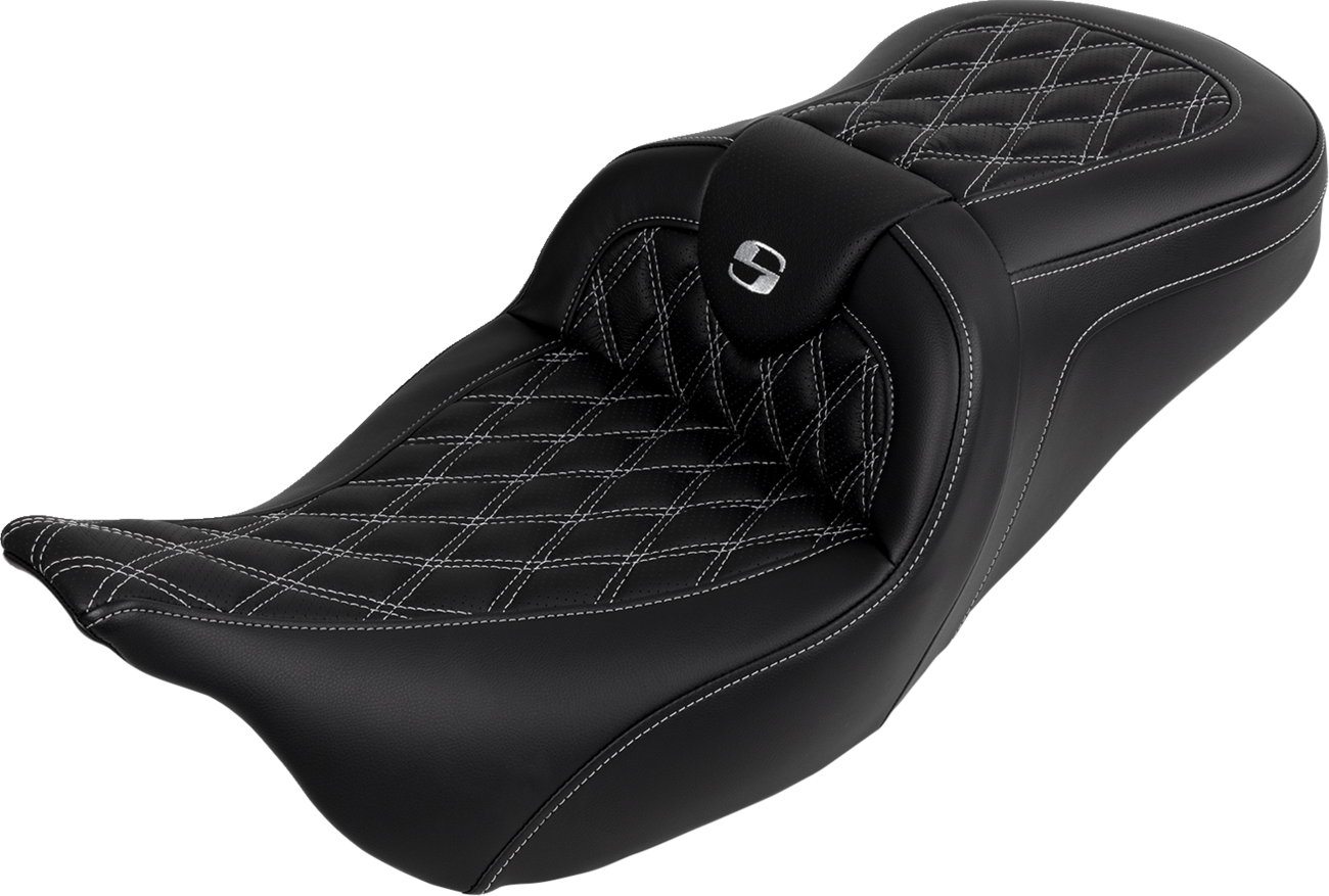 SADDLEMEN Roadsofa™ Seat - with Backrest - Silver Stitch - Touring '08-'24