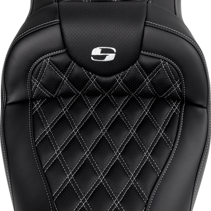 SADDLEMEN Roadsofa™ Seat - with Backrest - Silver Stitch - Touring '08-'24