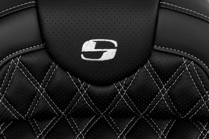 SADDLEMEN Roadsofa™ Seat - with Backrest - Silver Stitch - Touring '08-'24