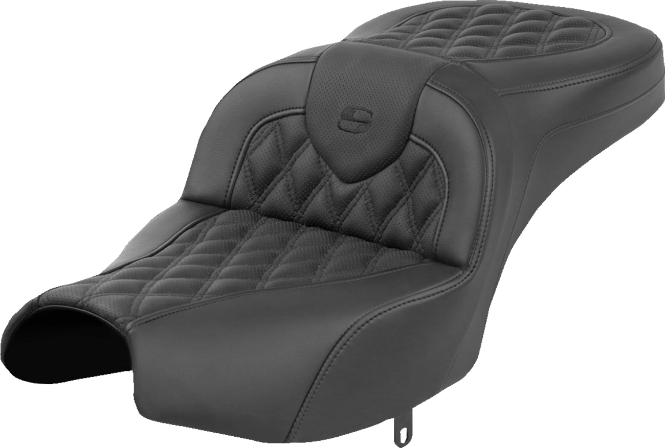 SADDLEMEN Roadsofa* Seat - Without Backrest - Black - Lattice Stitch - Indian Pursuit '22-'24