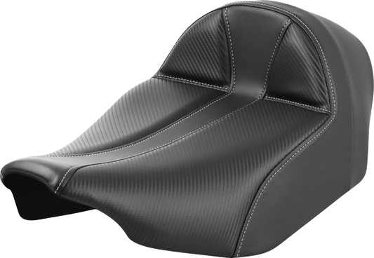 SADDLEMEN Dominator Solo Seat - Black Carbon Fiber w/ Gray Stitching - Extended Reach - Touring '23.5-'25