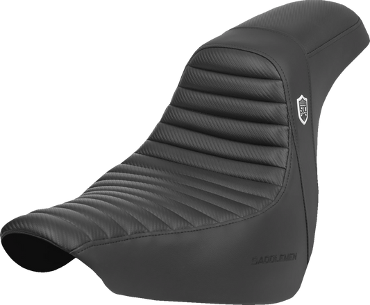 SADDLEMEN Pro Series SDC Performance Seat - w/o Backrest - Tuck-n-Roll/Carbon Fiber - Gripper - Softail '18-'25