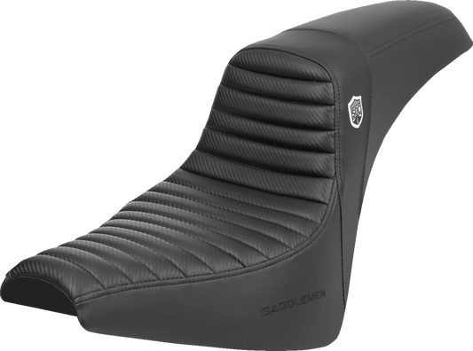 SADDLEMEN Pro Series SDC Performance Seat - w/o Backrest - Tuck-n-Roll/Carbon Fiber - Gripper - Softail '18-'24