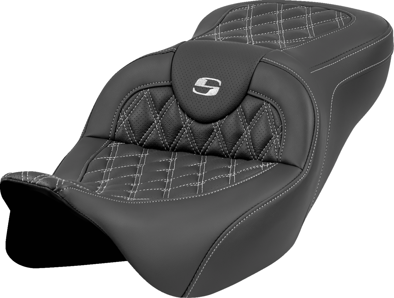 SADDLEMEN Roadsofa™ Seat - Lattice Stitch - Silver Stitch - w/o Backrest - Touring '08-'24