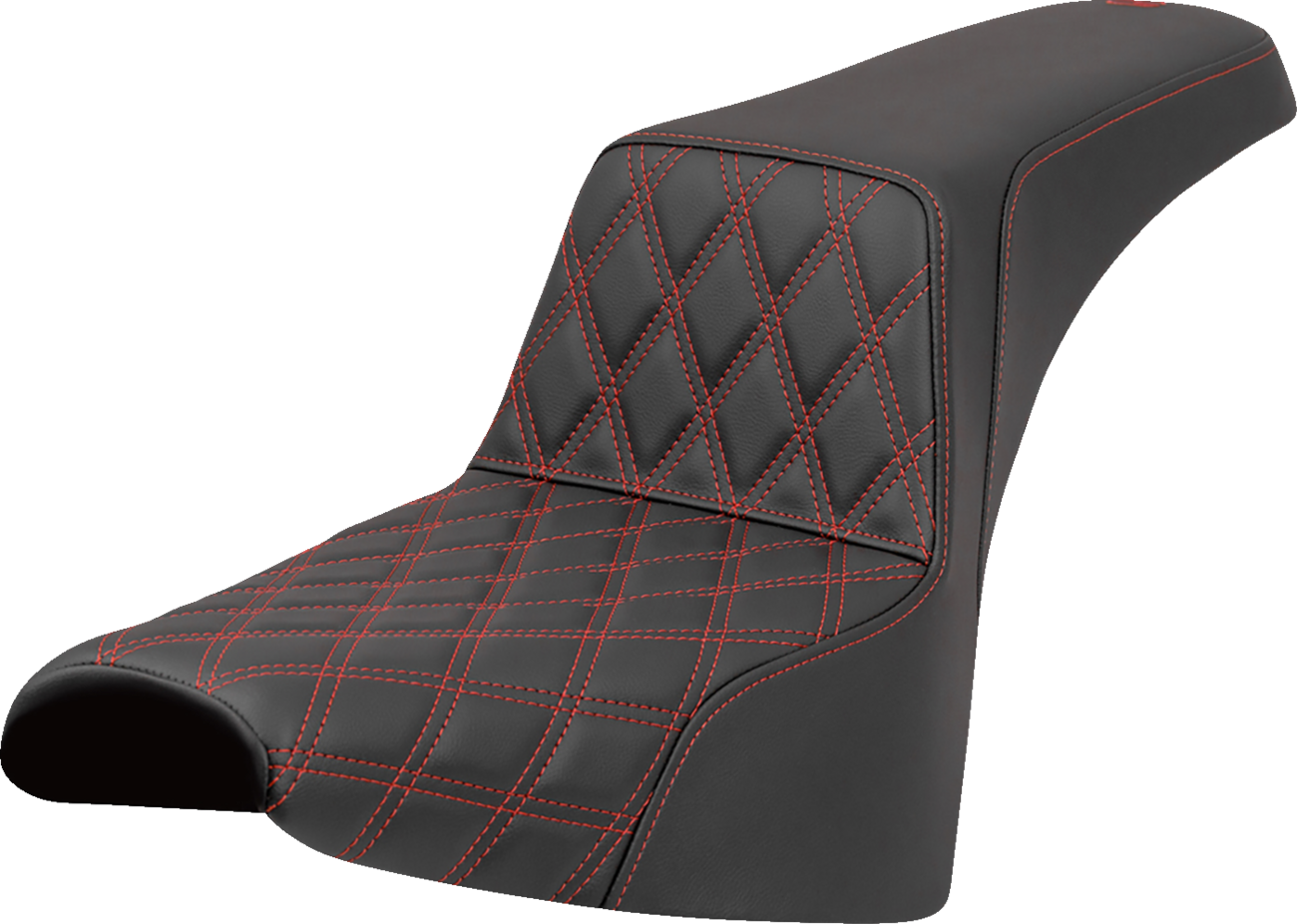 SADDLEMEN Step-Up Seat - Front Lattice Stitch - Red Stitch - Softail '18-'25