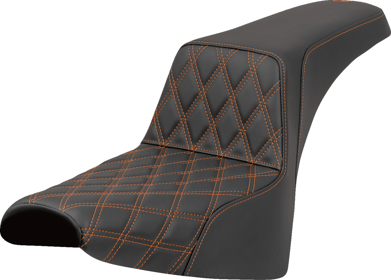 SADDLEMEN Step-Up Seat - Front Lattice Stitch - Orange Stitch - Softail '18-'25