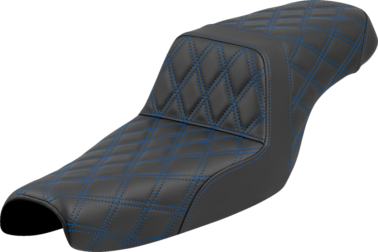 SADDLEMEN Step-Up Seat - Lattice Stitch - Blue Stitch - Sportster '04-'22