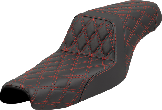 SADDLEMEN Step-Up Seat - Lattice Stitch - Red Stitch - Sportster '04-'22