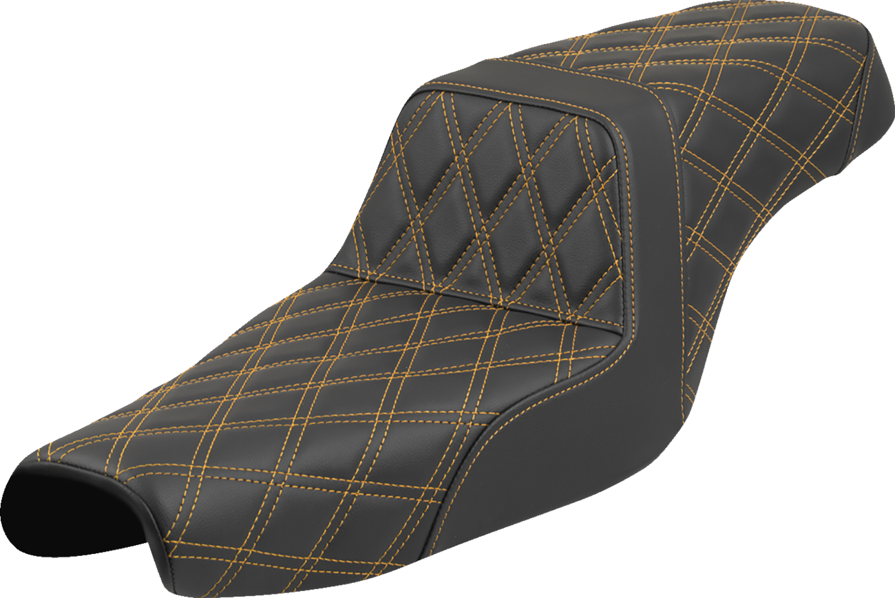 SADDLEMEN Step-Up Seat - Lattice Stitch - Gold Stitch - Sportster '04-'22