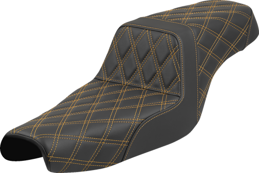 SADDLEMEN Step-Up Seat - Lattice Stitch - Gold Stitch - Sportster '04-'22