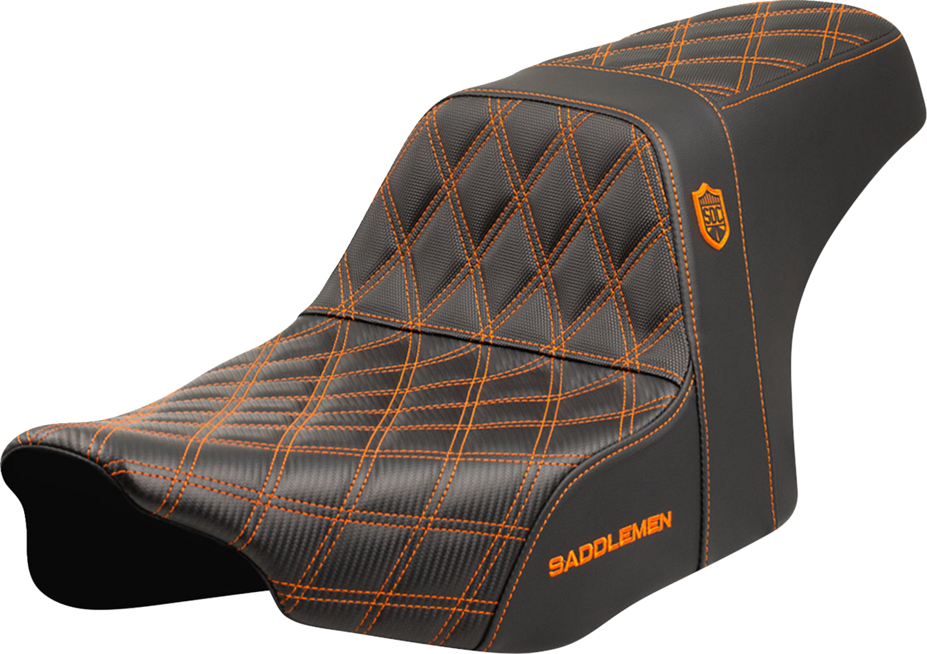 SADDLEMEN Pro Series SDC Performance Grip Seat - Orange Stitching - w/o Backrest - Touring '23.5-'24