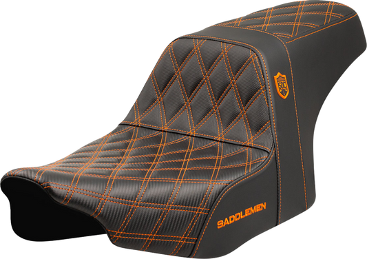 SADDLEMEN Pro Series SDC Performance Grip Seat - Orange Stitching - w/o Backrest - Touring '23.5-'24