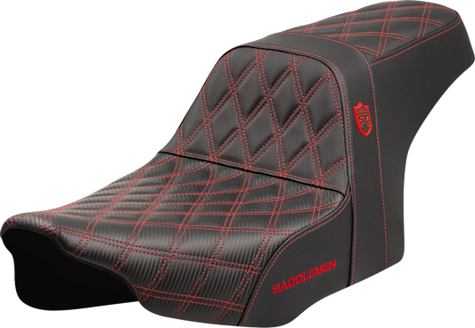 SADDLEMEN Pro Series SDC Performance Grip Seat - Red Stitching - w/o Backrest - Touring '23.5-'24