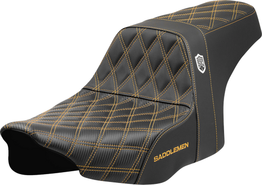 SADDLEMEN Pro Series SDC Performance Grip Seat - Gold Stitching - w/o Backrest - Touring '23.5-'24