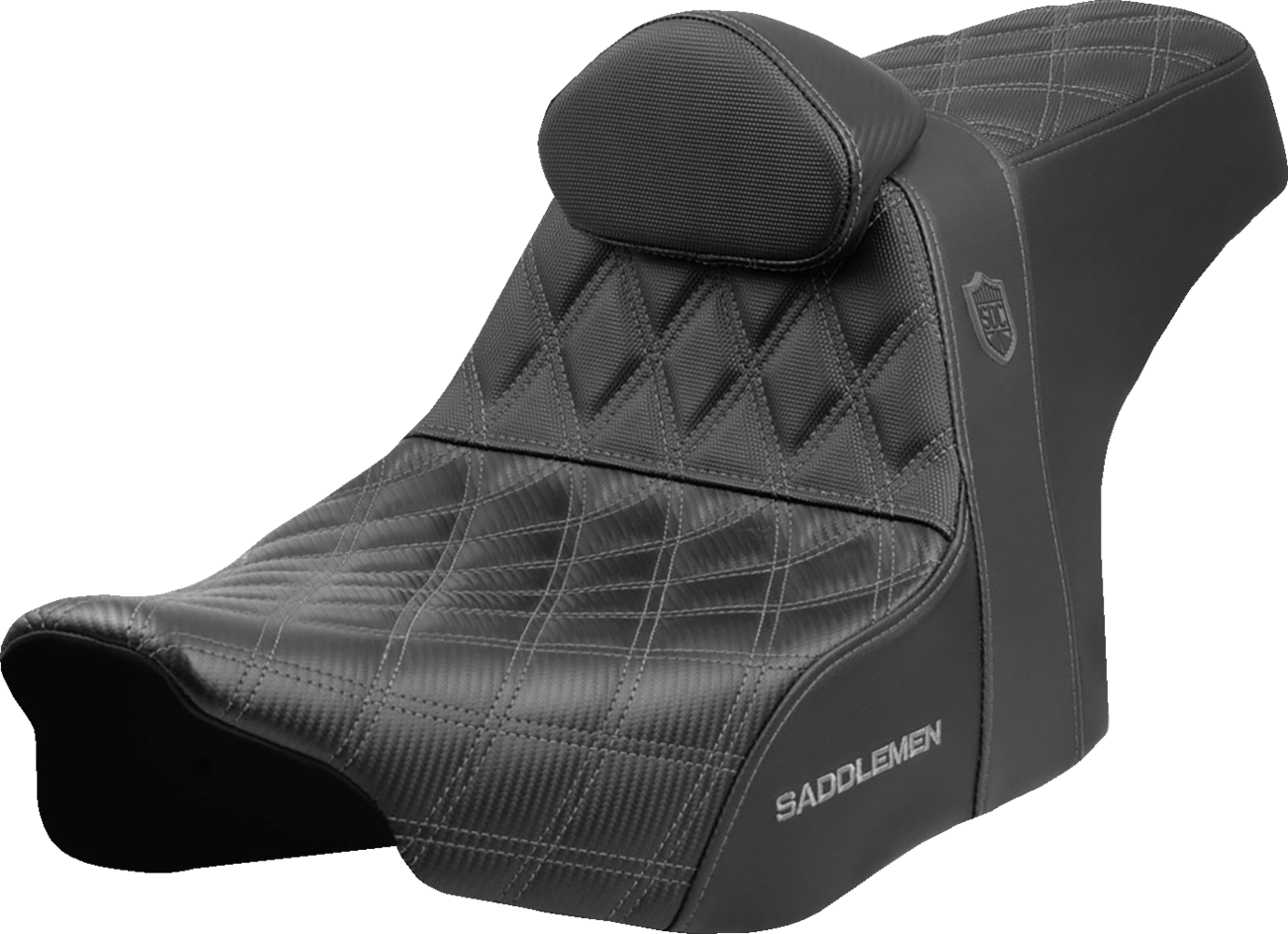 SADDLEMEN Pro Series SDC Performance Grip Seat - Gray Stitching - w/ Backrest - Touring '23.5-'24