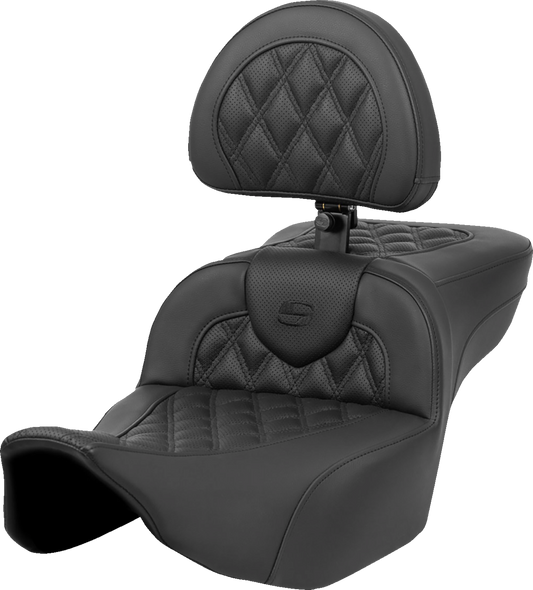SADDLEMEN Heated RoadSofa™ Seat - Extended Reach - Lattice Stitch - w/ Backrest - Touring '23.5-'24