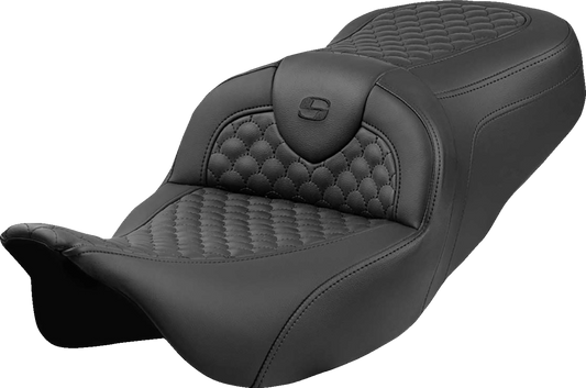 SADDLEMEN Roadsofa™ Seat - Dragon Scale Stitch - Black Stitch - w/o Backrest - Touring '08-'24