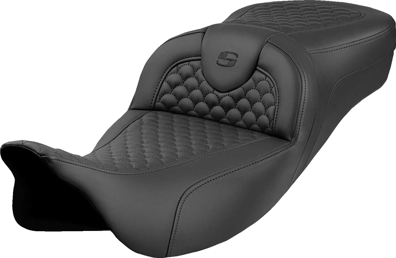 SADDLEMEN Roadsofa™ Extended Reach Seat - Dragon Scale Stitch - Black Stitch - w/o Backrest - Touring '08-'24