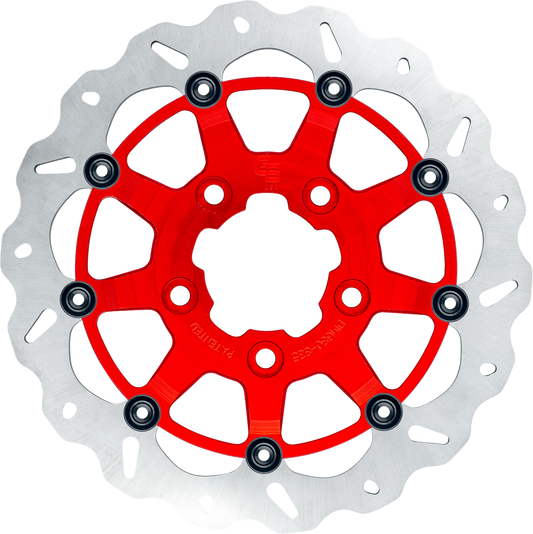 GBRAKES Oversize Wave® Two Piece (Floating) Brake Rotor - Narrow Band - Front - Red - 330 mm / 13"