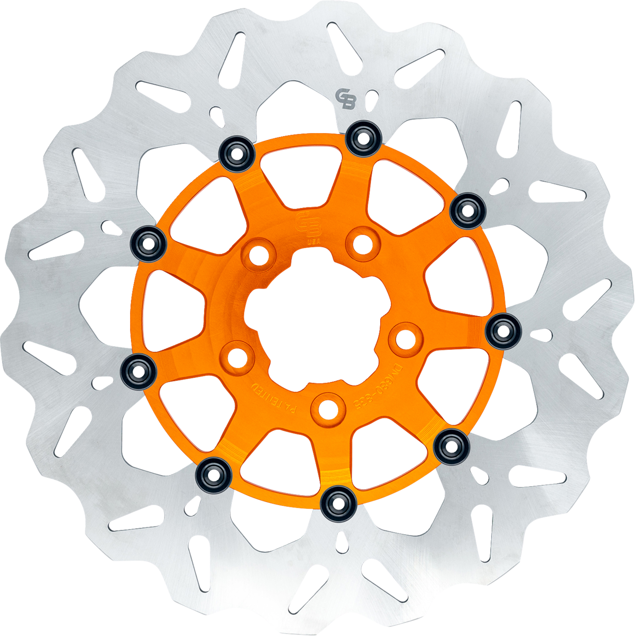 GBRAKES Oversize Wave® Two Piece (Floating) Brake Rotor - Front - Orange  - 318 mm / 12-1/2"