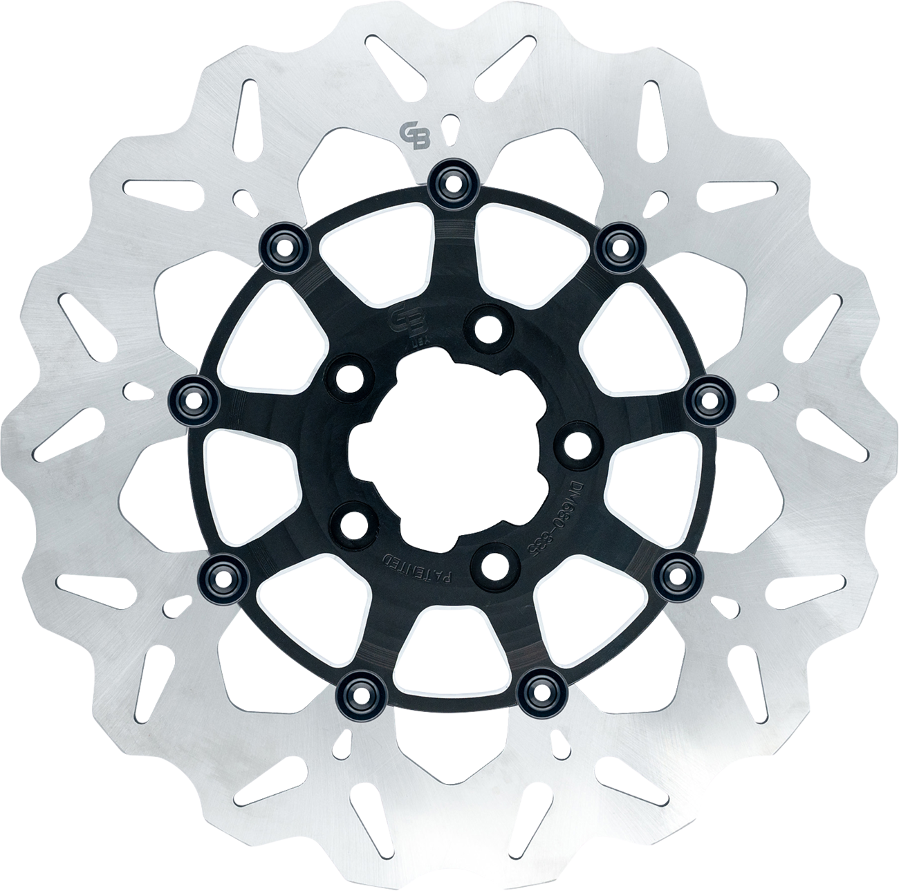 GBRAKES Oversize Wave® Two Piece (Floating) Brake Rotor - Front - Machined Black - 320 mm / 12-5/8"