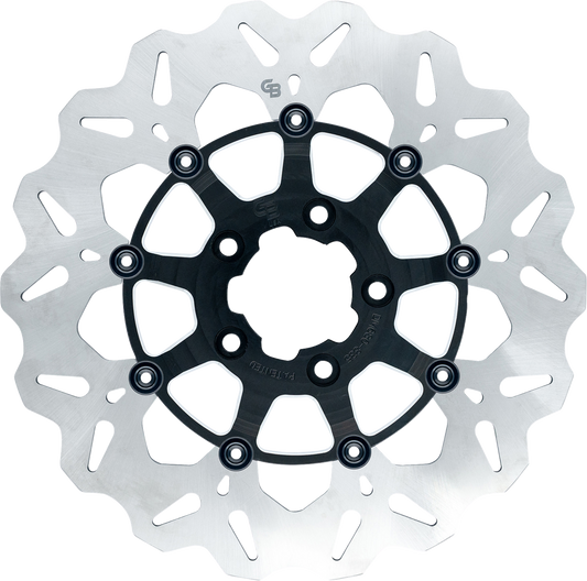 GBRAKES Oversize Wave® Two Piece (Floating) Brake Rotor - Front - Machined Black - 320 mm / 12-5/8"