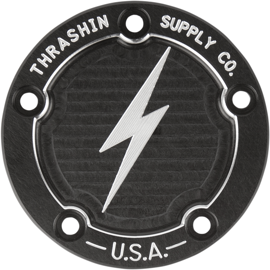 THRASHIN SUPPLY CO. Points Cover - Dished - Black - Twin Cam TSC-3026-4