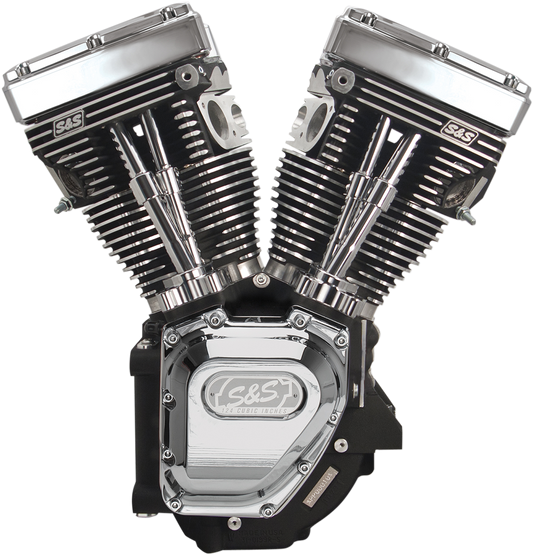 S&S CYCLE T124 Long Block Engine - Wrinkle Black with Chrome - Touring | Dyna