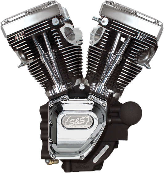 S&S CYCLE T143 Long Block Engine - Wrinkle Black and Chrome - Touring