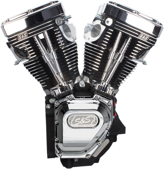 S&S CYCLE T143 Long Block Engine - Wrinkle Black and Chrome - Touring | Dyna
