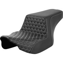 SADDLEMEN Step-Up Seat - Front Honeycomb - Silver Stitching - Touring '23.5-'25