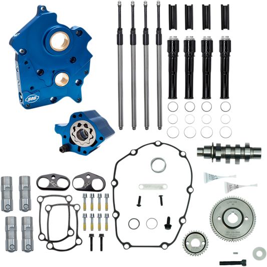 S&S CYCLE Cam Chest Kit with Plate - Gear Drive - Oil Cooled - 465 Cam - Black Pushrods - M8