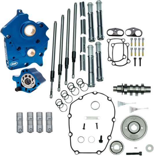 S&S CYCLE Cam Chest Kit with Plate - Gear Drive - Oil Cooled - 475 Cam - Chrome Pushrods M8
