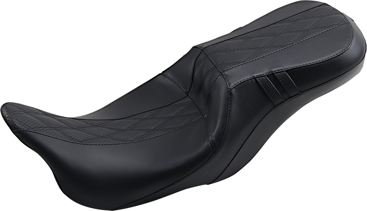 LE PERA Outcast GT-2 Seat - 2-Up - w/o Backrest - Black Double Diamond - Perforated - Touring '08-'23