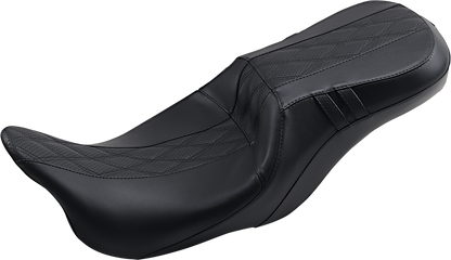 LE PERA Outcast GT-2 Seat - 2-Up - w/o Backrest - Black Double Diamond - Perforated - Touring '08-'23