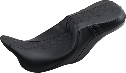 LE PERA Outcast GT-2 Seat - 2-Up - w/o Backrest - Black Double Diamond - Perforated - Touring '08-'23