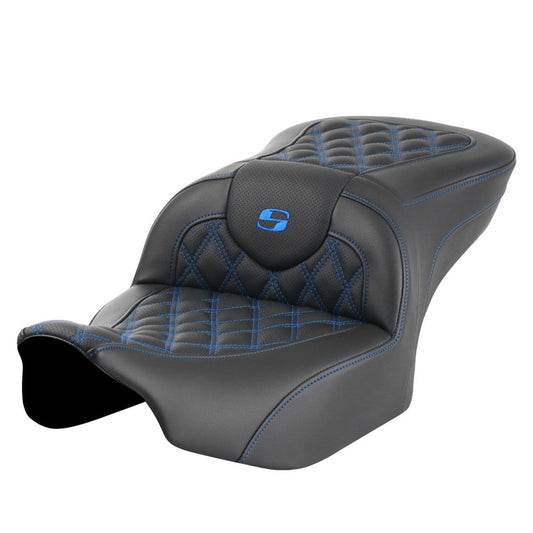 SADDLEMEN Roadsofa™ Seat - without Backrest - Blue Lattice Stitch - Touring '23.5-'25