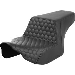 SADDLEMEN Step-Up Seat - Front Honeycomb - Black Stitching - Touring '23.5-'25