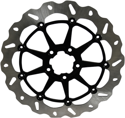 GBRAKES Oversize Wave® Two Piece (Floating) Brake Rotor - Narrow Band - Front - Machined Black - 330 mm / 13"