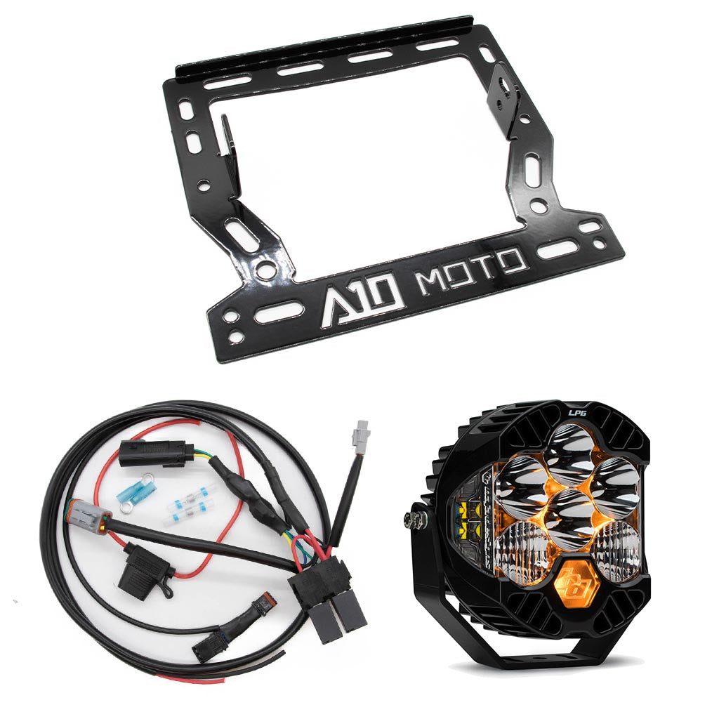 A10 Moto Indian Challenger Baja Designs LP6 Light Bracket Combo Kit