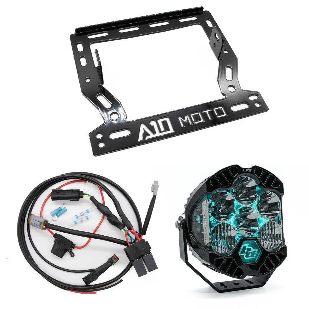 A10 Moto Indian Challenger Baja Designs LP6 Light Bracket Combo Kit