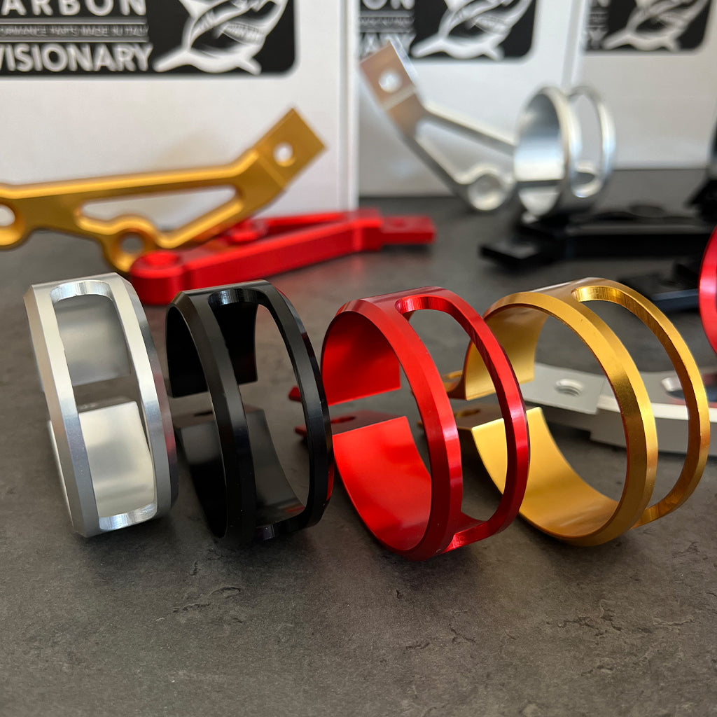 Carbon Visionary Shark Tail Reservoir Brackets Ohlins & Legend