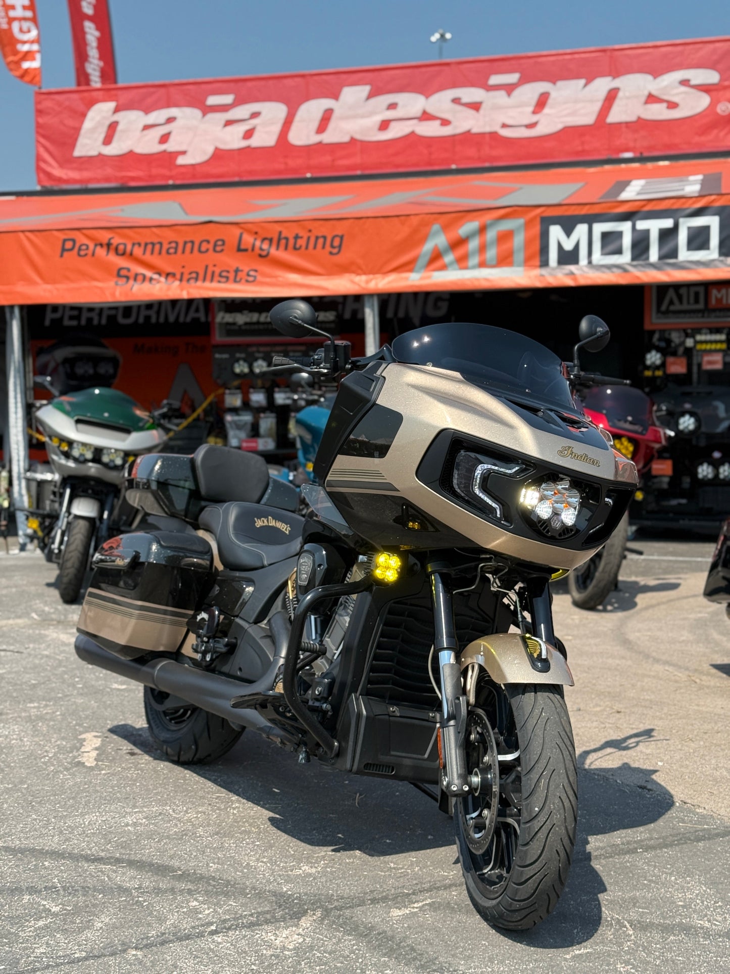 A10 Moto Indian Challenger Baja Designs LP6 Light Bracket Combo Kit