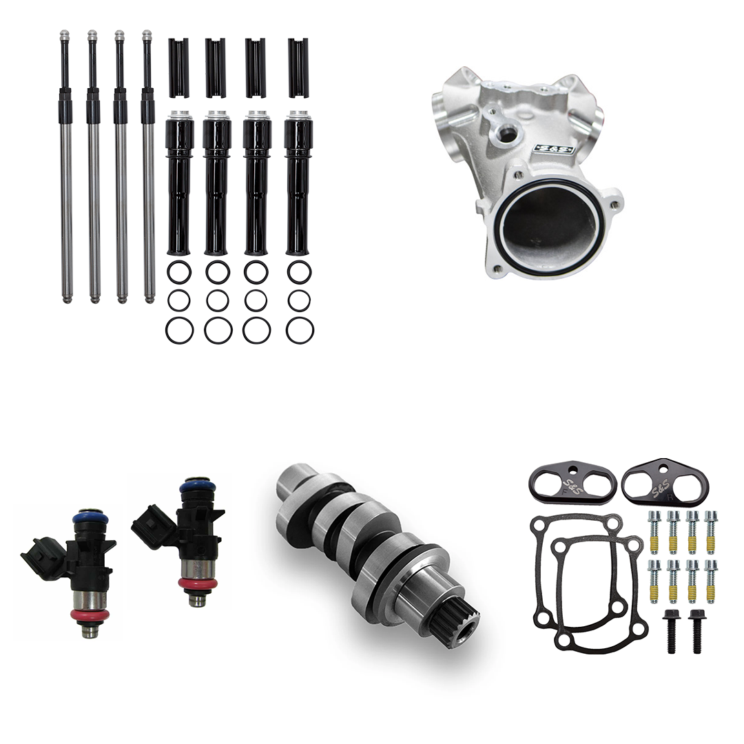 Harley Davidson Performance Kit Black Pushrod Covers 55mm Aluminum Intake with MC8-23XE Cam 2023 Gen1 M8 114CI 117CI