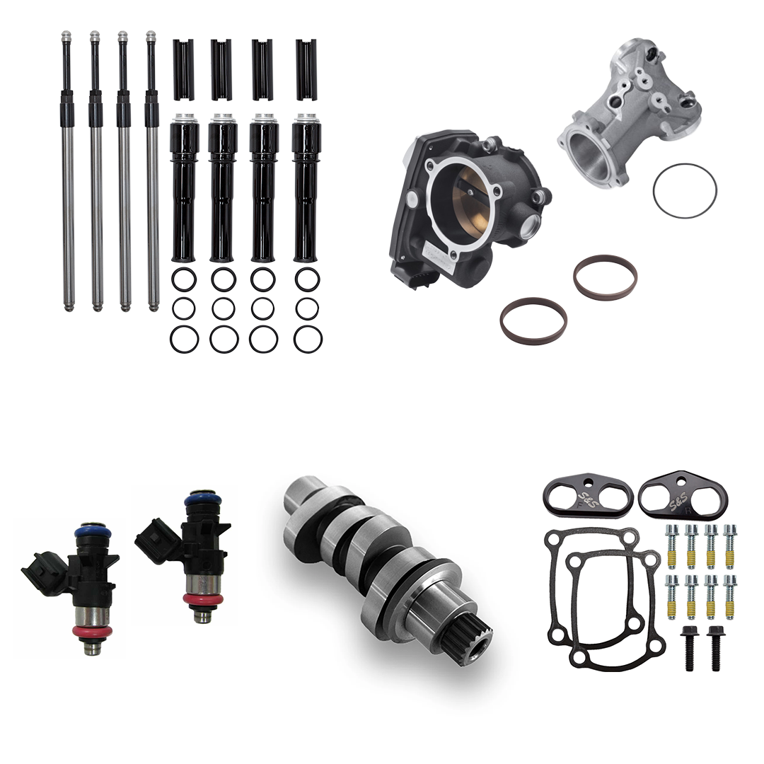 Harley Davidson Performance Kit Black Pushrod Covers 64mm Ported Intake with MC8-23XE Cam 2023 Gen1 M8 114CI 117CI
